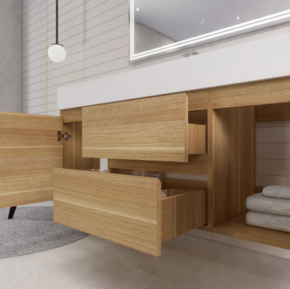 Monterey 60" Wall Mounted Bathroom Vanity with Reinforced Acrylic Integrated Sink Top