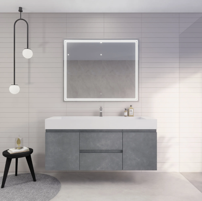 Monterey 60" Wall Mounted Bathroom Vanity with Reinforced Acrylic Integrated Sink Top