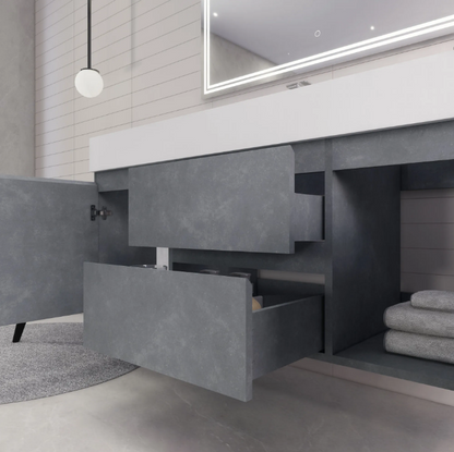 Monterey 60" Wall Mounted Bathroom Vanity with Reinforced Acrylic Integrated Sink Top