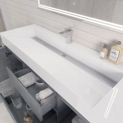 Monterey 60" Wall Mounted Bathroom Vanity with Reinforced Acrylic Integrated Sink Top