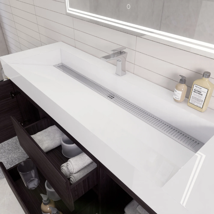 Monterey 60" Wall Mounted Bathroom Vanity with Reinforced Acrylic Integrated Sink Top