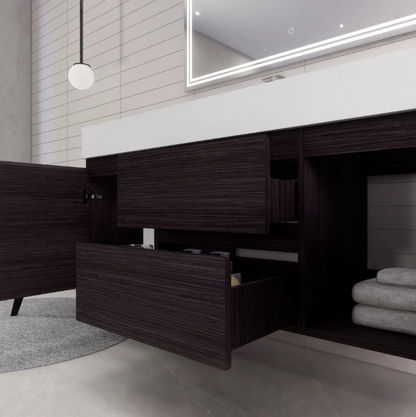 Monterey 60" Wall Mounted Bathroom Vanity with Reinforced Acrylic Integrated Sink Top