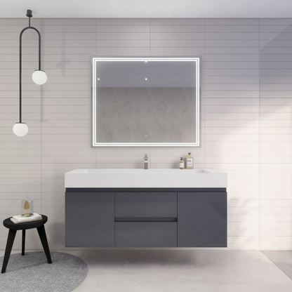 Monterey 60" Wall Mounted Bathroom Vanity with Reinforced Acrylic Integrated Sink Top