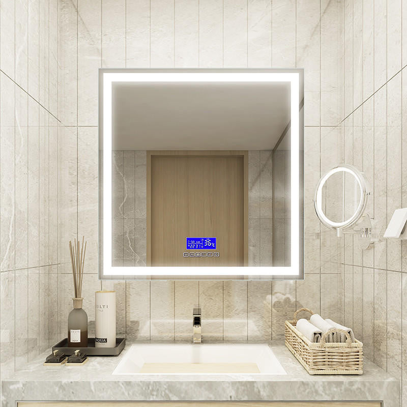 Moreno Florence 35.5 inch square LED Mirror with Bluetooth, Time & Temperature Display