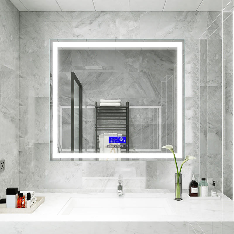 Moreno Florence 40 inch by 35.5 inch LED Mirror with Bluetooth, Time & Temperature Display