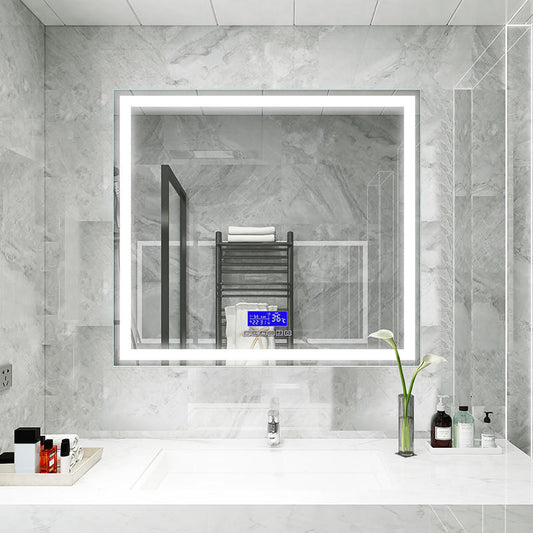 Moreno Florence 40 inch by 35.5 inch LED Mirror with Bluetooth, Time & Temperature Display