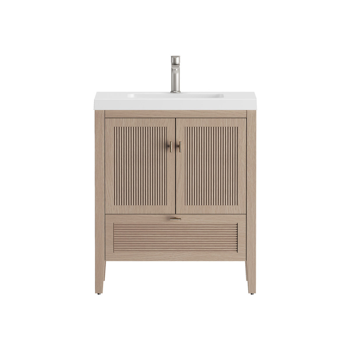 NCS 30 inch louvered freestanding bathroom vanity with reinforced acrylic integrated sink top