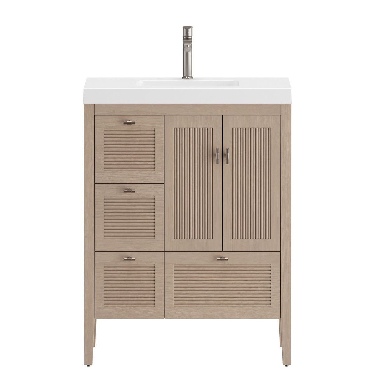 NCS 36 inch louvered freestanding bathroom vanity with reinforced acrylic integrated sink top