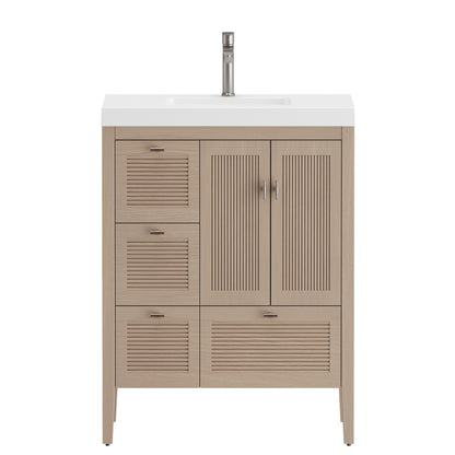 NCS 36 inch louvered freestanding bathroom vanity with reinforced acrylic integrated sink top