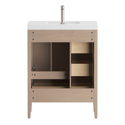 NCS 36 inch louvered freestanding bathroom vanity with reinforced acrylic integrated sink top