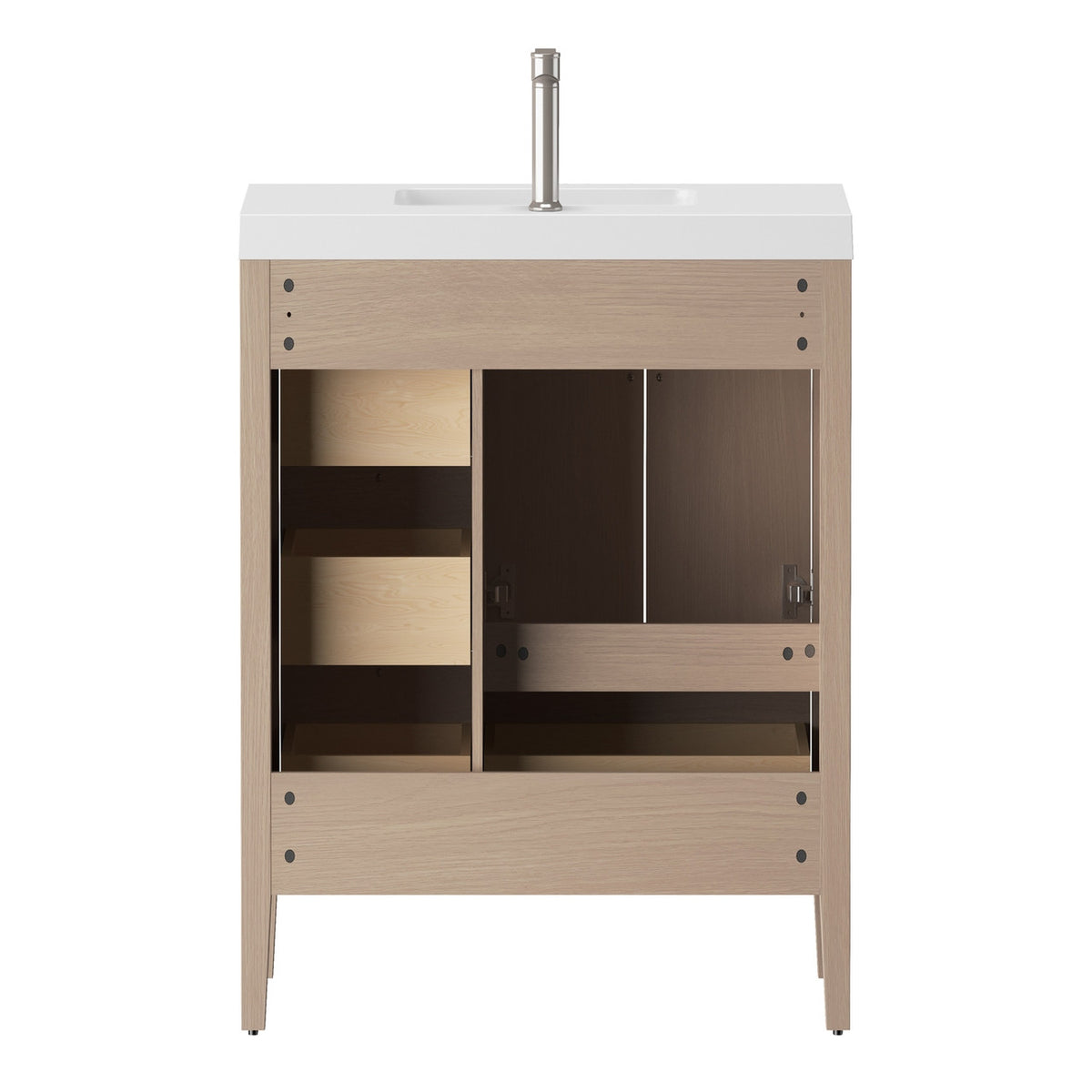 NCS 36 inch louvered freestanding bathroom vanity with reinforced acrylic integrated sink top