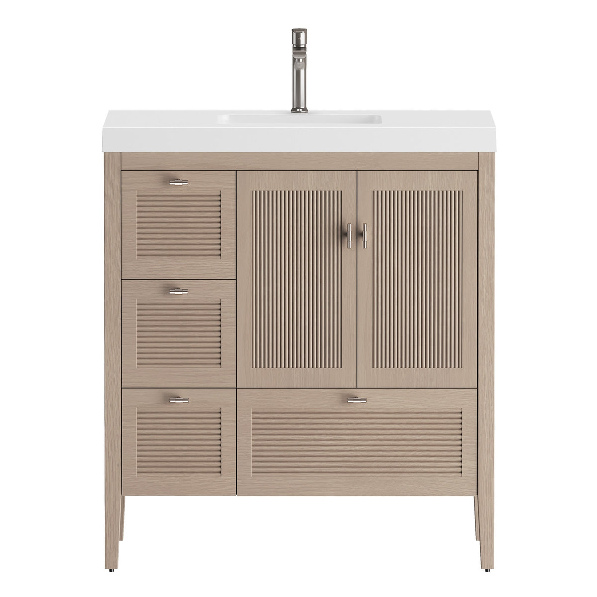 NCS 42 inch louvered freestanding bathroom vanity with reinforced acrylic integrated sink top