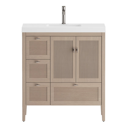 NCS 42 inch louvered freestanding bathroom vanity with reinforced acrylic integrated sink top