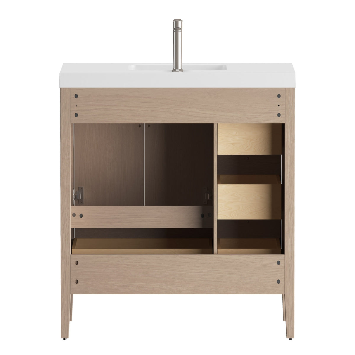 NCS 42 inch louvered freestanding bathroom vanity with reinforced acrylic integrated sink top