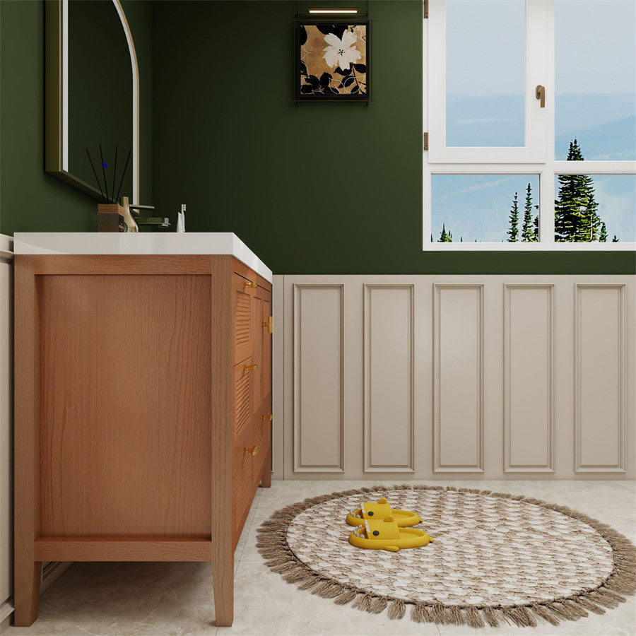 NCS 48 inch louvered freestanding bathroom vanity with reinforced acrylic integrated sink top