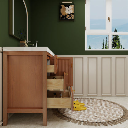 NCS 48 inch louvered freestanding bathroom vanity with reinforced acrylic integrated sink top