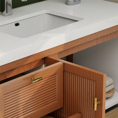 NCS 48 inch louvered freestanding bathroom vanity with reinforced acrylic integrated sink top