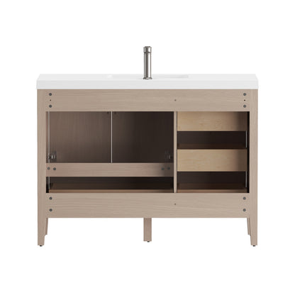 NCS 48 inch louvered freestanding bathroom vanity with reinforced acrylic integrated sink top