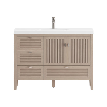NCS 48 inch louvered freestanding bathroom vanity with reinforced acrylic integrated sink top