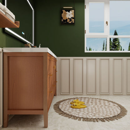 NCS 60 inch louvered freestanding bathroom vanity with reinforced acrylic integrated sink top
