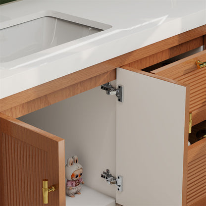NCS 60 inch louvered freestanding bathroom vanity with reinforced acrylic integrated sink top