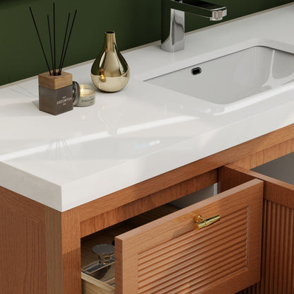 NCS 60 inch louvered freestanding bathroom vanity with reinforced acrylic integrated sink top