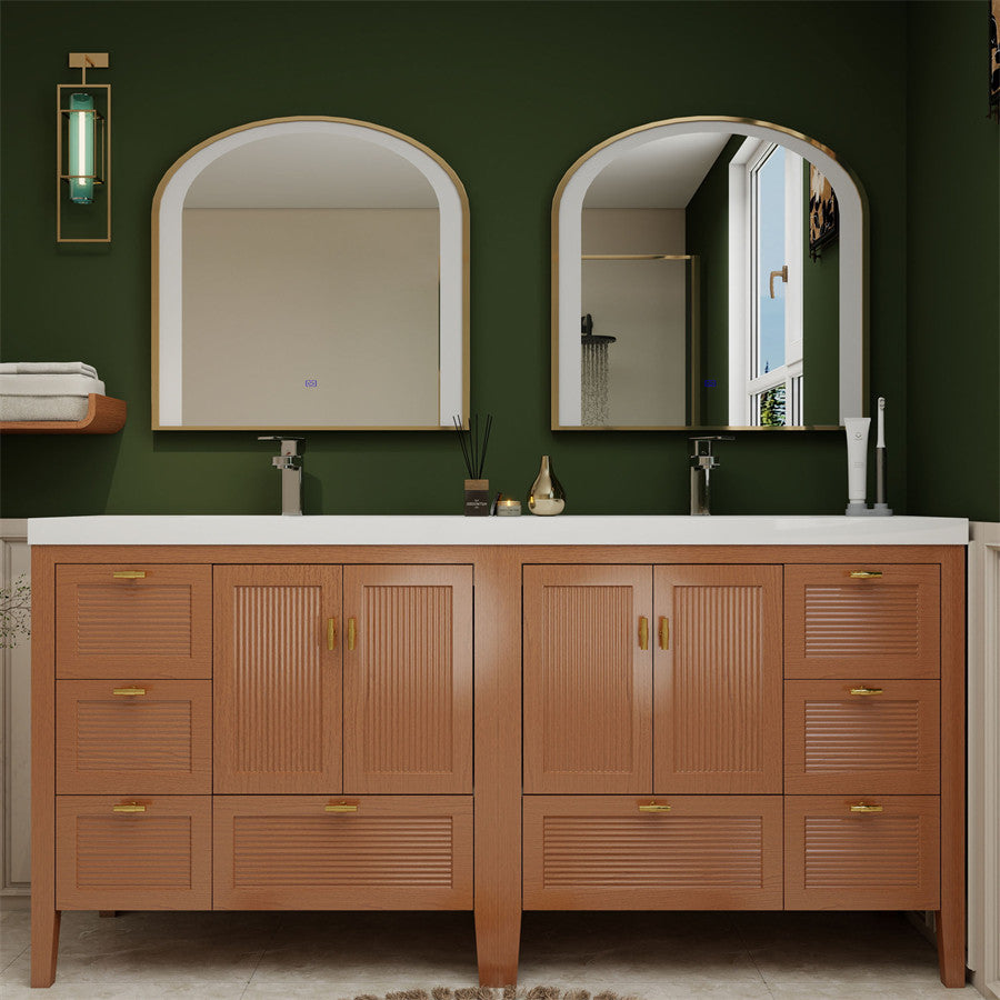 NCS 72 inch louvered freestanding bathroom vanity with reinforced acrylic integrated sink top
