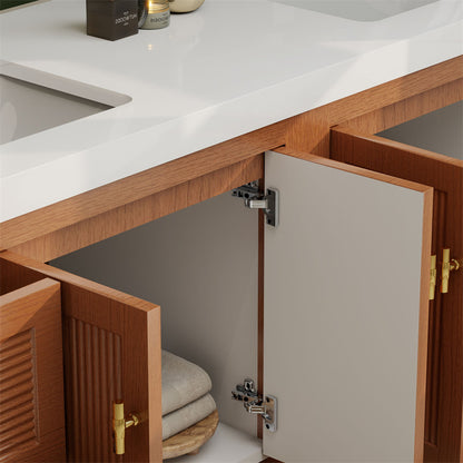NCS 72 inch louvered freestanding bathroom vanity with reinforced acrylic integrated sink top