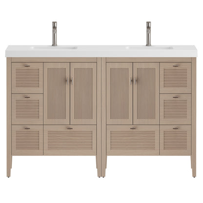 NCS 72 inch louvered freestanding bathroom vanity with reinforced acrylic integrated sink top