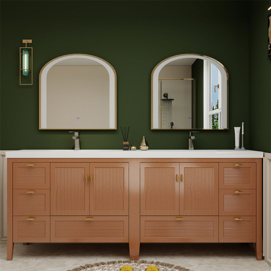 NCS 84 inch louvered freestanding bathroom vanity with reinforced acrylic integrated sink top