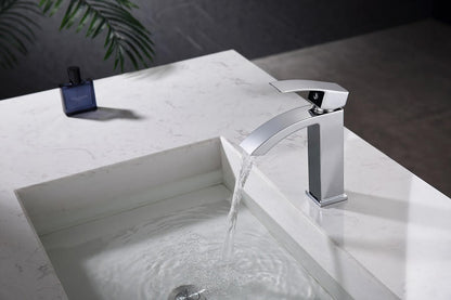 Nelli Curve Single Hole Bathroom Lavatory Faucet, Solid Brass construction