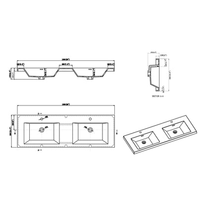 Nobel Acrylic Integrated Sink Vanity Top
