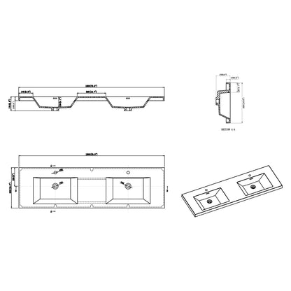 Nobel Acrylic Integrated Sink Vanity Top