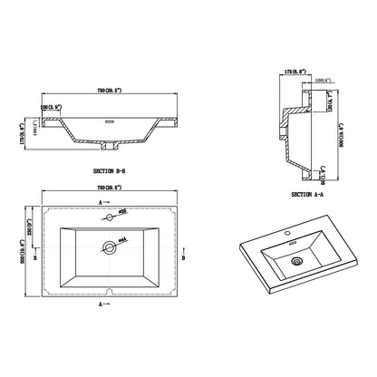 Nobel Acrylic Integrated Sink Vanity Top