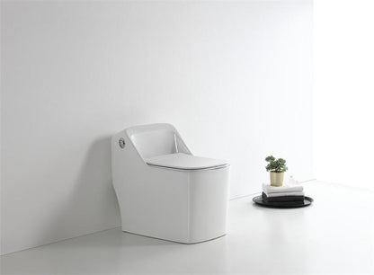 Percy one-piece square toilet in white vitreous china