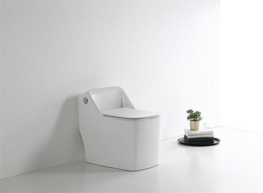 Percy one-piece square toilet in white vitreous china