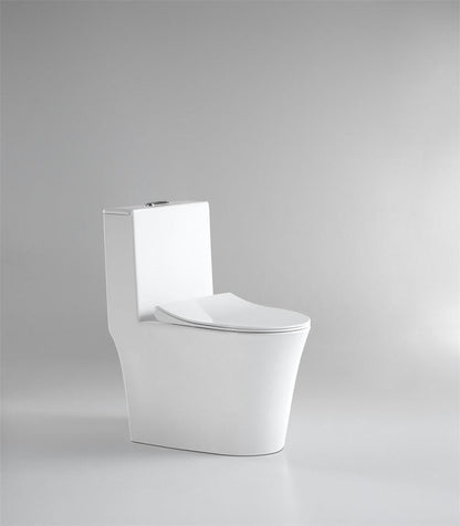 Rowena one-piece elongated dual-flush toilet in white vitreous china