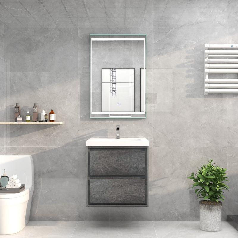 Sage 24" Wall Mounted Bathroom Vanity with Reinforced Acrylic Integrated Sink Top