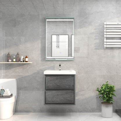 Sage 24" Wall Mounted Bathroom Vanity with Reinforced Acrylic Integrated Sink Top