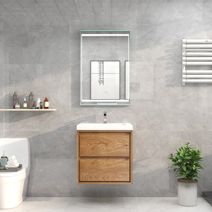 Sage 24" Wall Mounted Bathroom Vanity with Reinforced Acrylic Integrated Sink Top