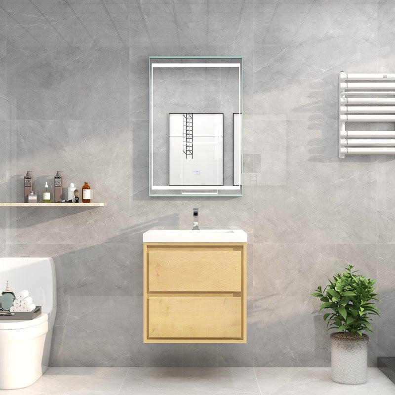 Sage 24" Wall Mounted Bathroom Vanity with Reinforced Acrylic Integrated Sink Top