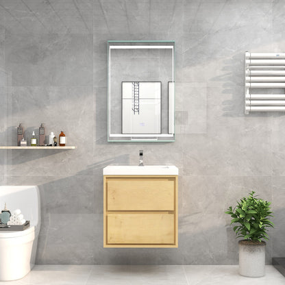 Sage 24" Wall Mounted Bathroom Vanity with Reinforced Acrylic Integrated Sink Top