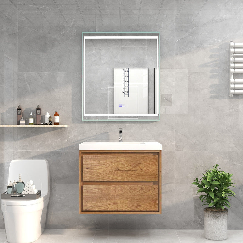 Sage 30" Wall Mounted Bathroom Vanity with Reinforced Acrylic Integrated Sink Top