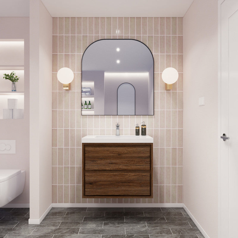 Sage 30" Wall Mounted Bathroom Vanity with Reinforced Acrylic Integrated Sink Top