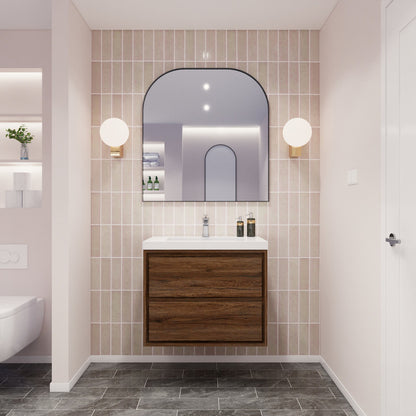 Sage 30" Wall Mounted Bathroom Vanity with Reinforced Acrylic Integrated Sink Top