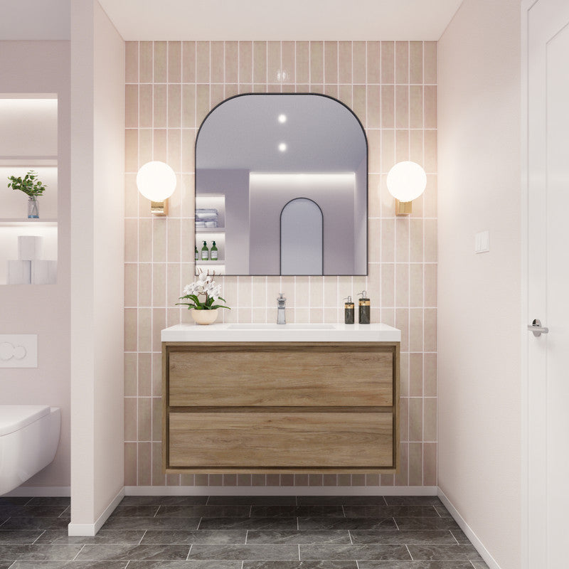 Sage 42" Wall Mounted Bathroom Vanity with Reinforced Acrylic Integrated Sink Top