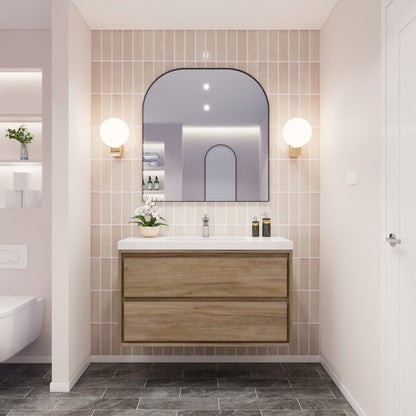 Sage 42" Wall Mounted Bathroom Vanity with Reinforced Acrylic Integrated Sink Top