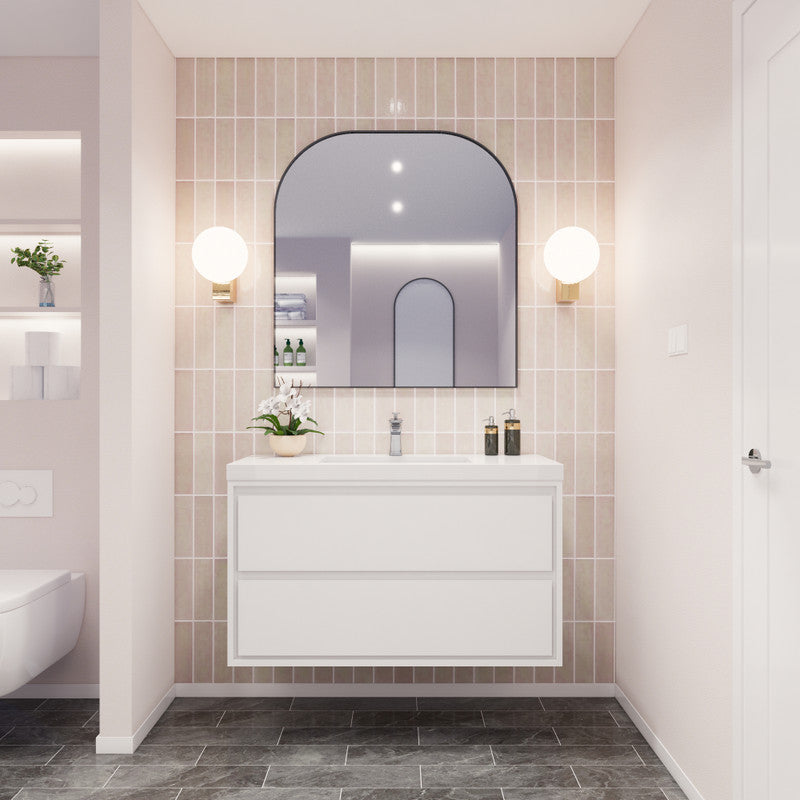 Sage 42" Wall Mounted Bathroom Vanity with Reinforced Acrylic Integrated Sink Top