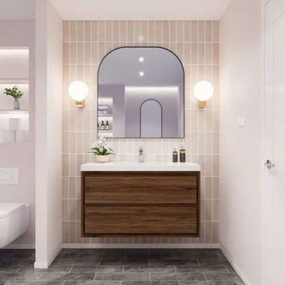 Sage 42" Wall Mounted Bathroom Vanity with Reinforced Acrylic Integrated Sink Top