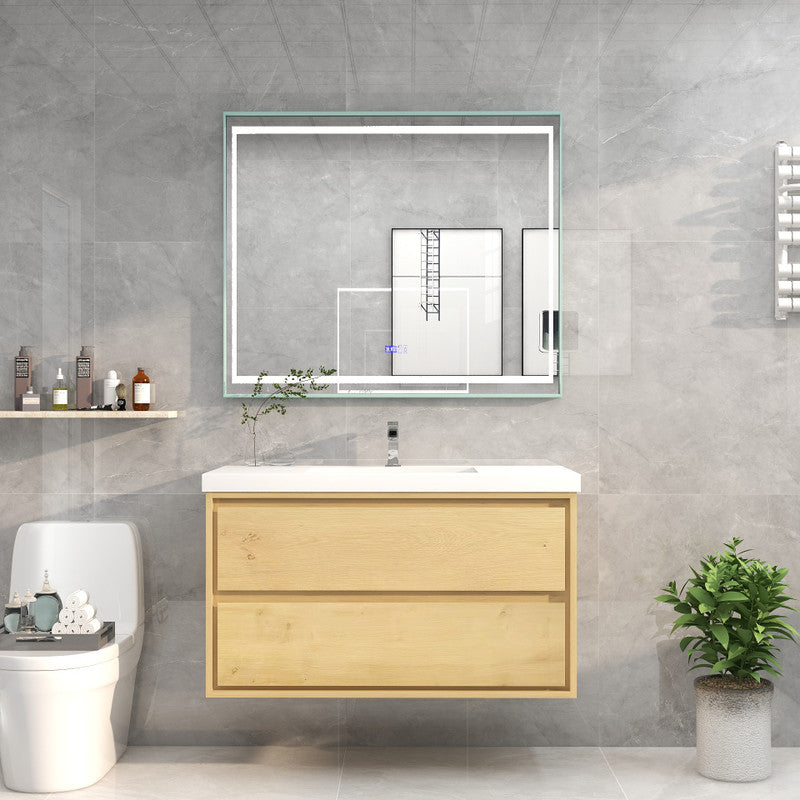 Sage 42" Wall Mounted Bathroom Vanity with Reinforced Acrylic Integrated Sink Top